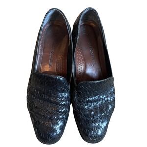 Naturalizer Woven Leather Loafers Comfort Slip On Sz 7 1/2 comfort block heals